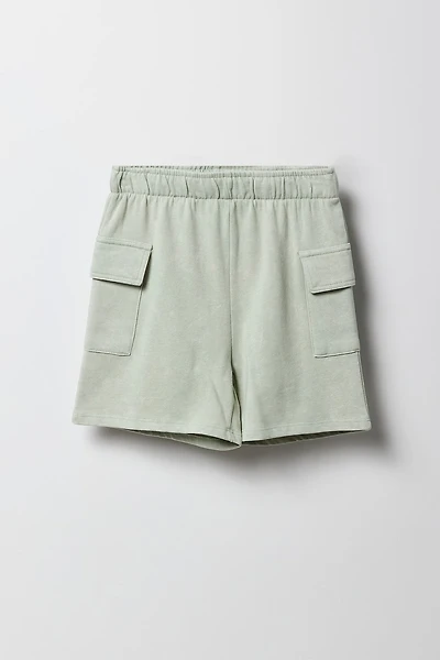 Girls Washed Fleece Cargo Short