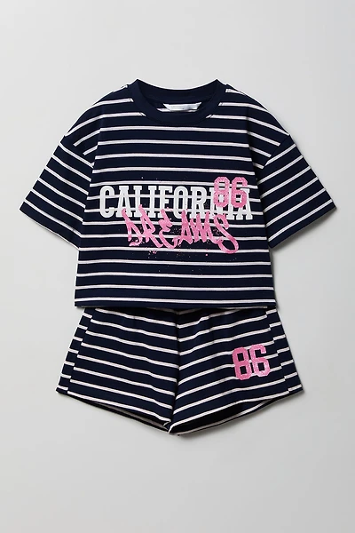 Ensemble Active avec t-shirt carré et short pour fille