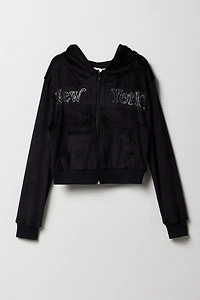 Girls Aeropostale Velour Zip-Up Hoodie