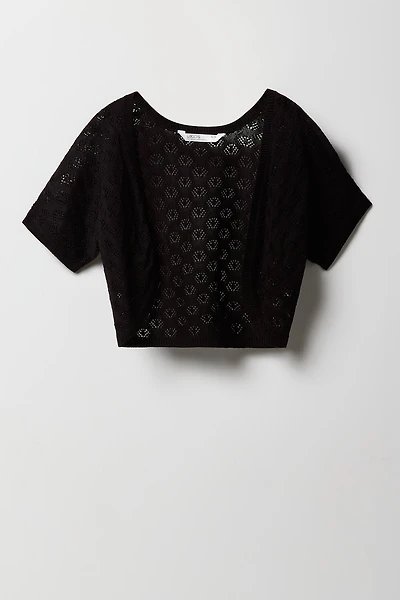 Girls Pointelle Knit Shrug
