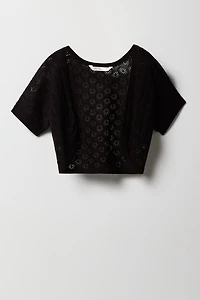 Girls Pointelle Knit Shrug