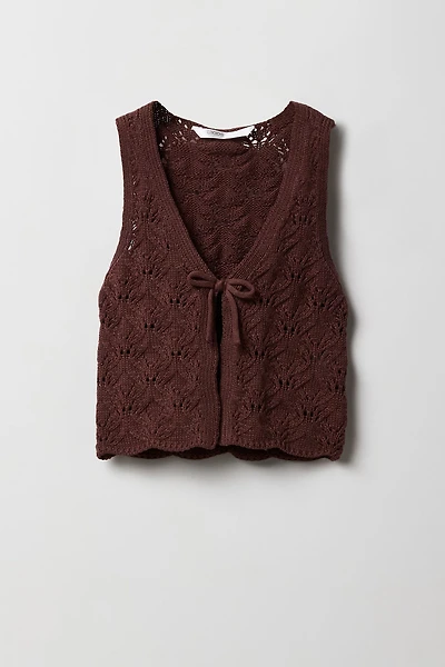 Girls Crochet Self-Tie Vest