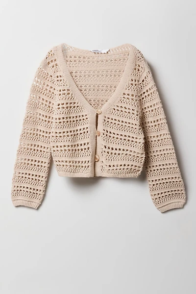 Cardigan crocheté boutonné pour filles