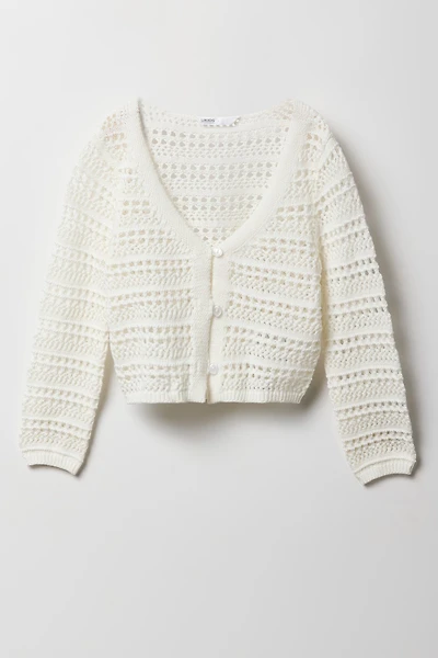 Girls Crochet Button-Up Cardigan