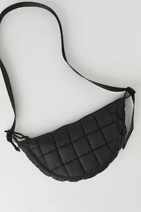 Girls Nylon Quilted Half Moon Bag