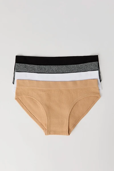 Sous-vêtement côtelé sans couture pour fille (Paquet de 4