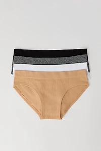 Sous-vêtement côtelé sans couture pour fille (Paquet de 4