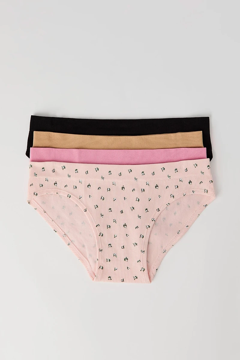 Girls Seamless Ribbed Underwear (4 Pack