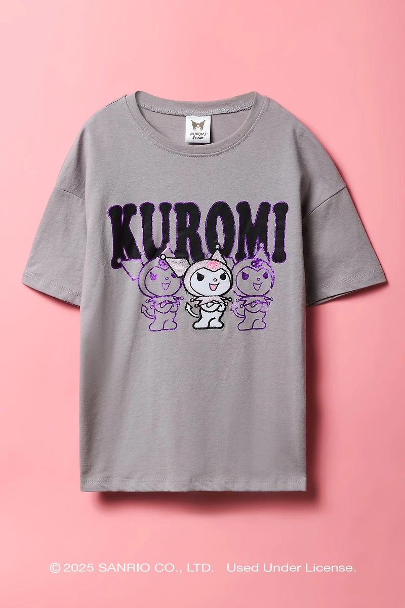 T-shirt surdimensionné avec motif brodé Kuromi™ pour fille