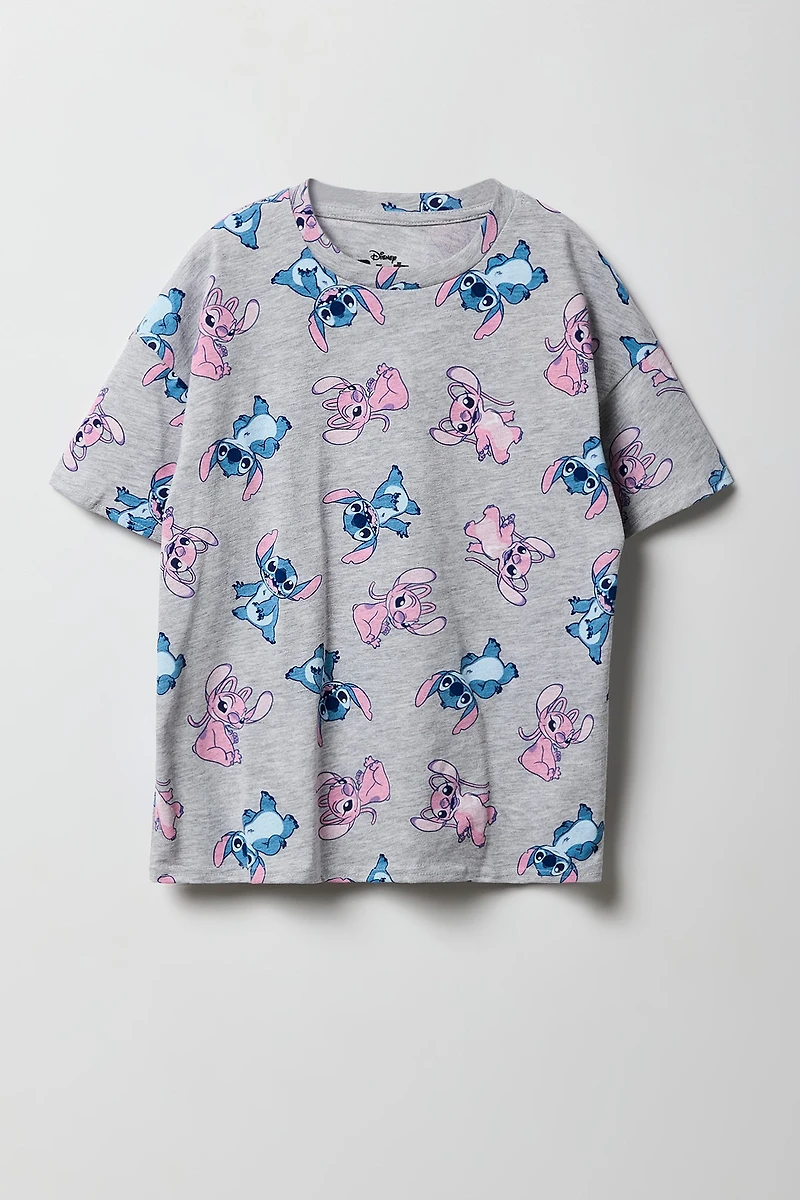 Girls Oversized Stitch & Angel Print T-Shirt