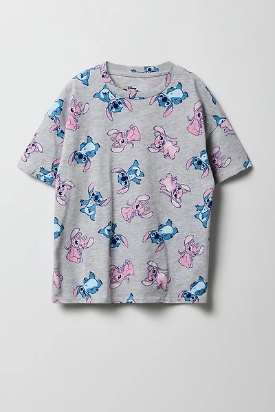 Girls Oversized Stitch & Angel Print T-Shirt