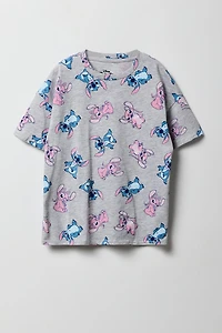 Girls Oversized Stitch & Angel Print T-Shirt