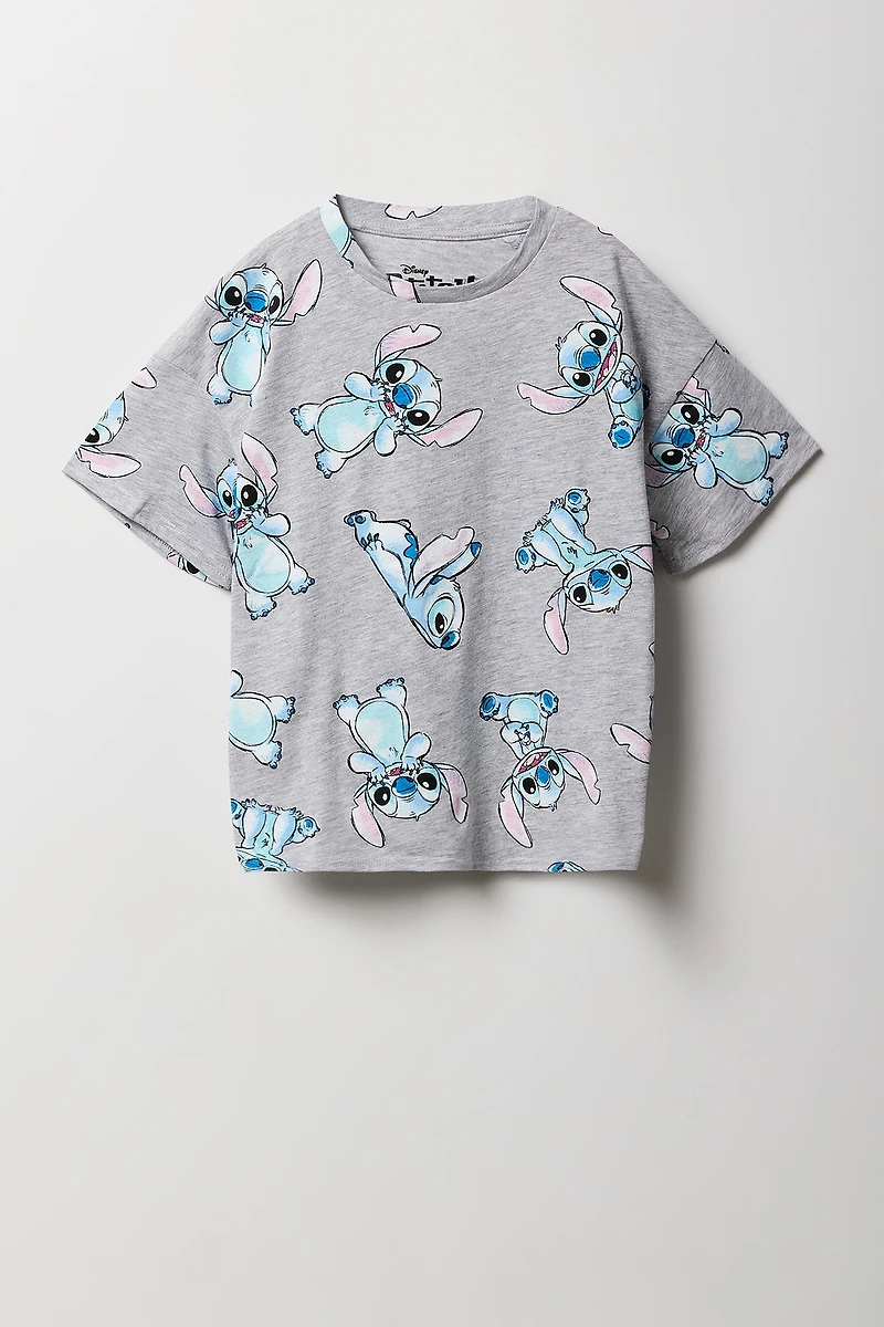 Girls Stitch Printed Oversized T-Shirt