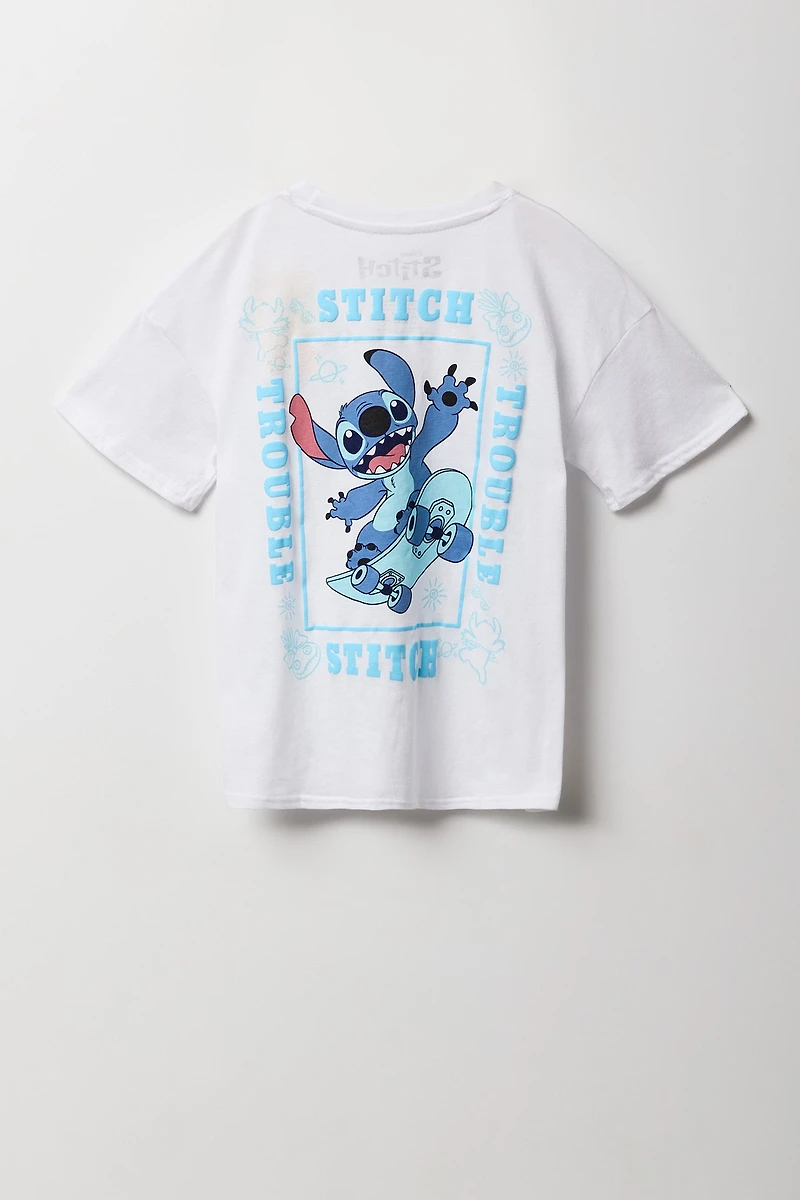 Girls Stitch Puff Print & Graphic Oversized T-Shirt