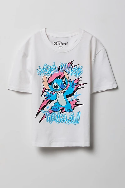 Girls Stitch Graphic Rhinestone T-Shirt