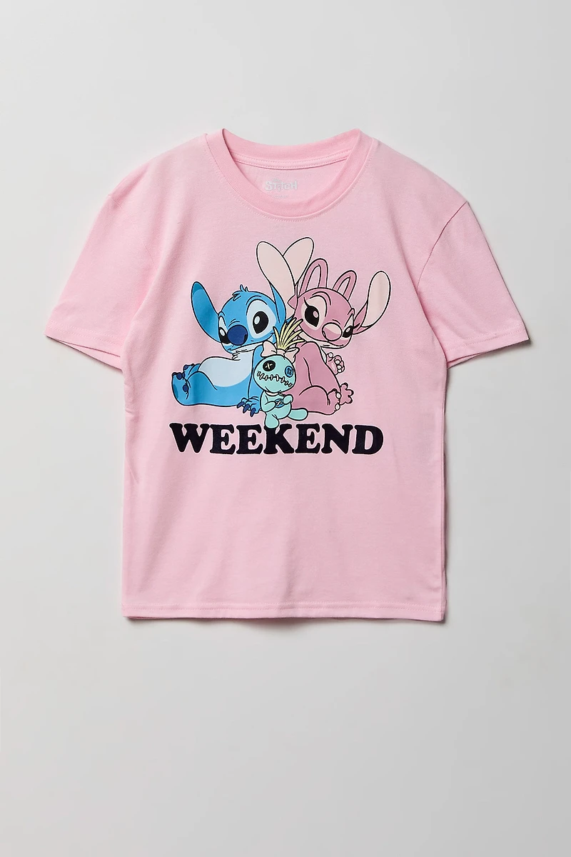 Girls Stitch & Angel Graphic T-Shirt
