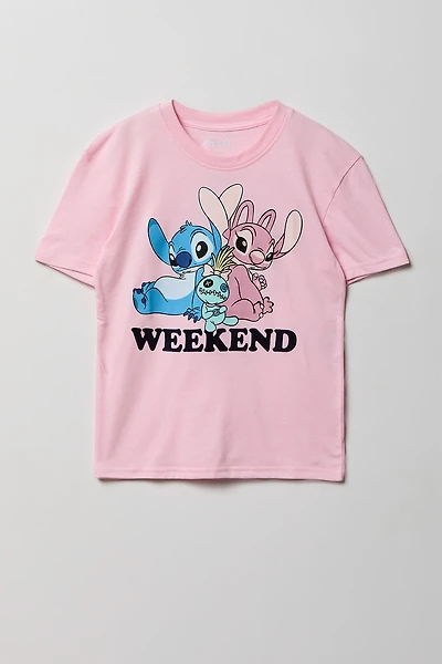 Girls Stitch & Angel Graphic T-Shirt
