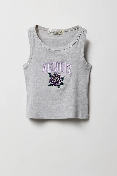Débardeur côtelé avec motif brodé Aero 87 Rose pour fille