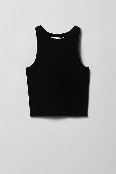 Girls Ribbed High Neck Tank
