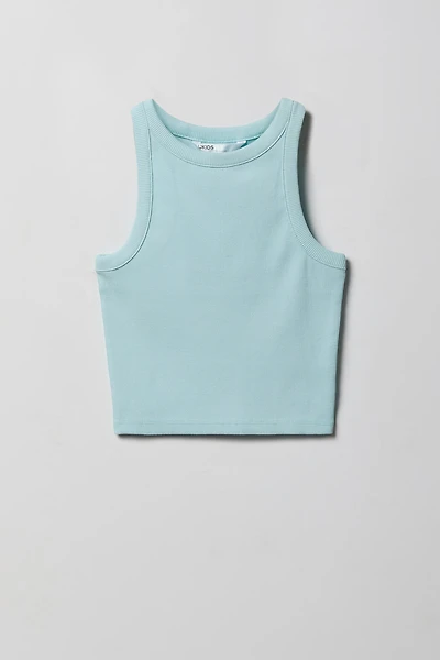 Girls Ribbed High Neck Tank