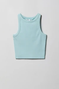 Girls Ribbed High Neck Tank