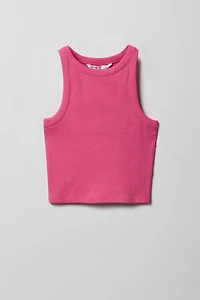 Girls Ribbed High Neck Tank