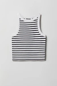 Girls Printed Ribbed High Neck Tank