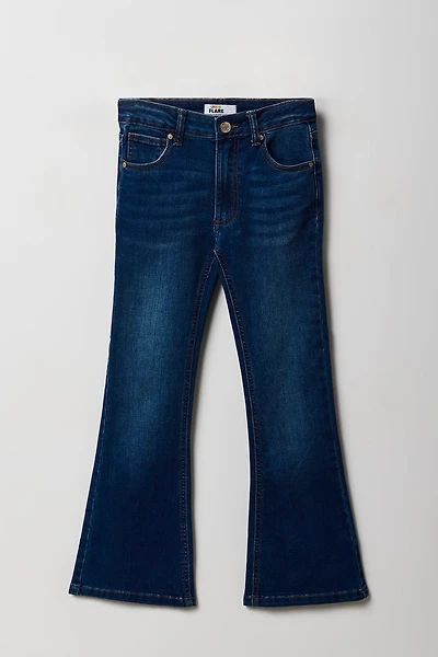 Jean mi-taille à jambe évasée pour fille