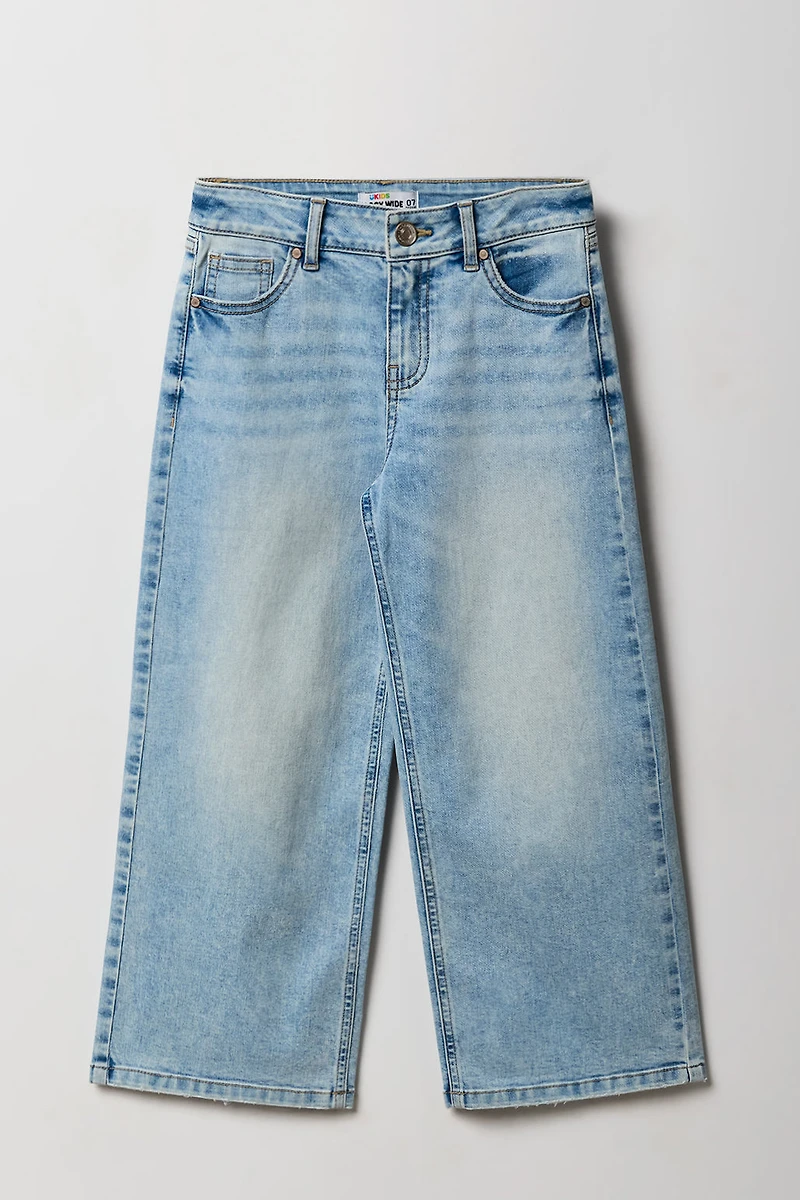 Girls Mid Rise Baggy Wide Leg Jean