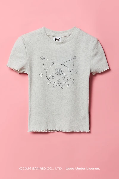Kuromi™ Girls Rhinestone Ribbed T-Shirt
