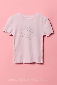 Hello Kitty® Girls Rhinestone Ribbed T-Shirt