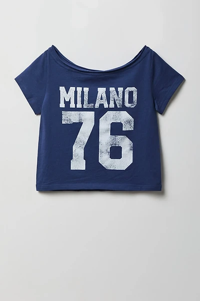 Girls Graphic Off Shoulder Top