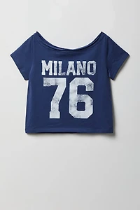 Girls Graphic Off Shoulder Top
