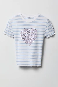 Girls Graphic Ribbed T-Shirt