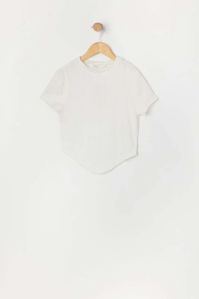 T-shirt texturé avec ourlet bandana pour fille