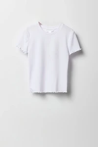 T-shirt côtelé avec ourlet volanté pour fille