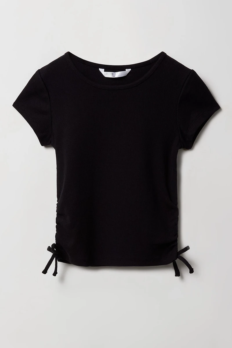 Girls Ribbed Side Cinched T-Shirt