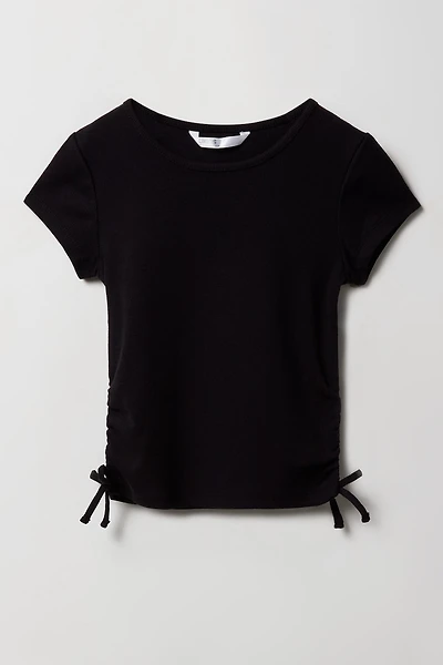 Girls Ribbed Side Cinched T-Shirt