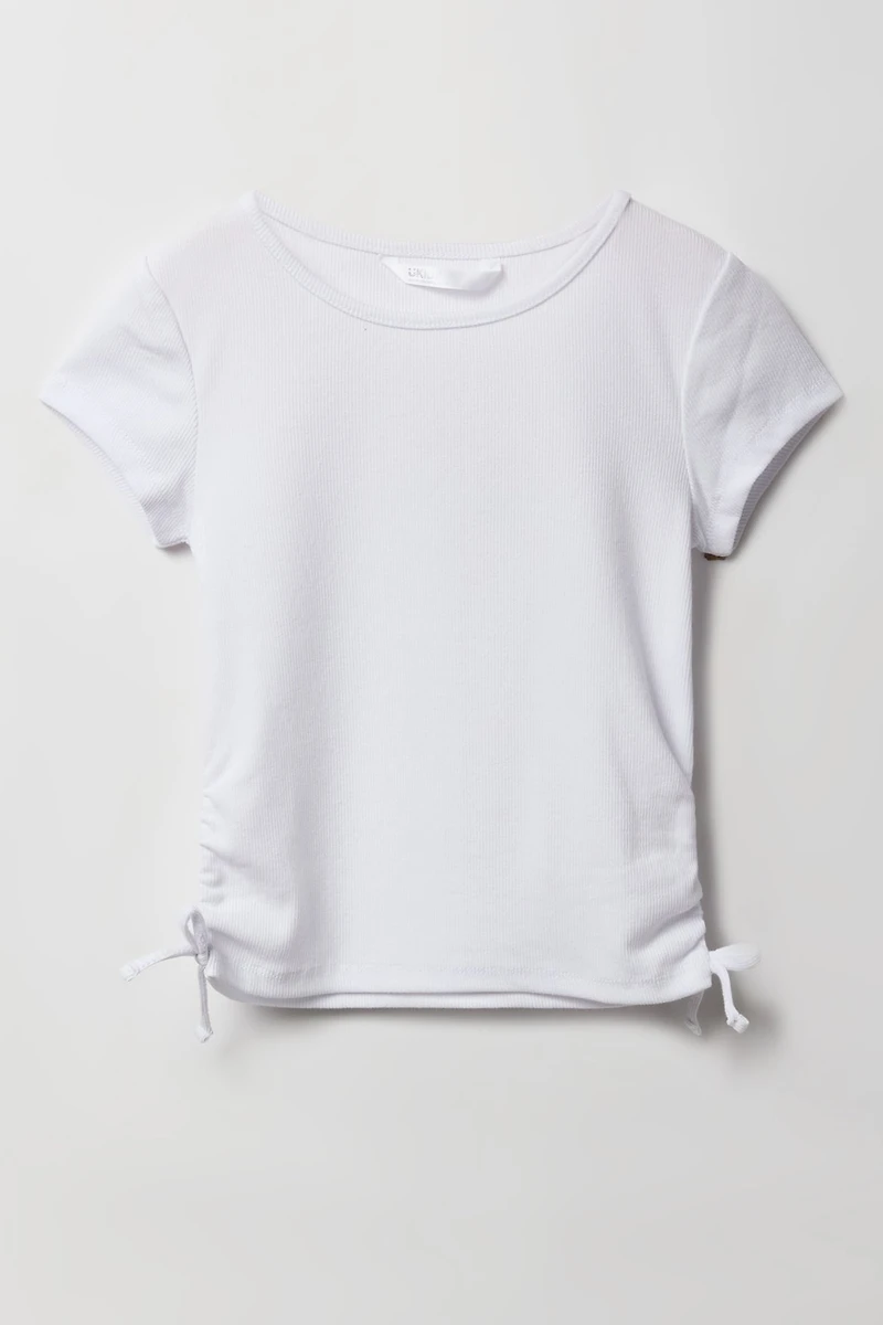 T-shirt côtelé cintré sur les côtés pour fille