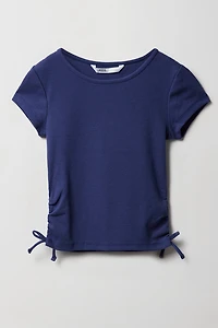Girls Ribbed Side Cinched T-Shirt