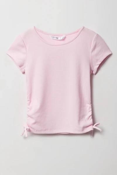 Girls Ribbed Side Cinched T-Shirt