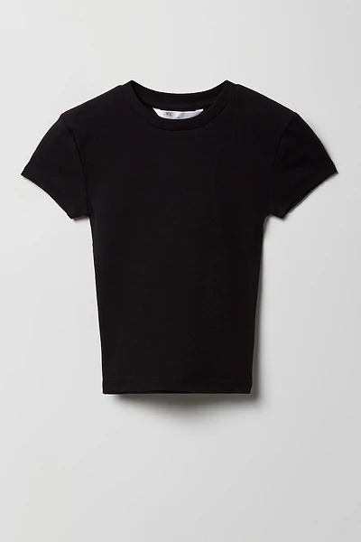 Girls Solid Crewneck T-Shirt