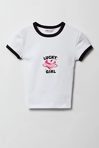 T-shirt à imprimé ringer pour filles