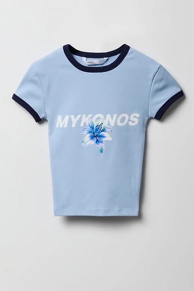 Girls Graphic Ringer T-Shirt