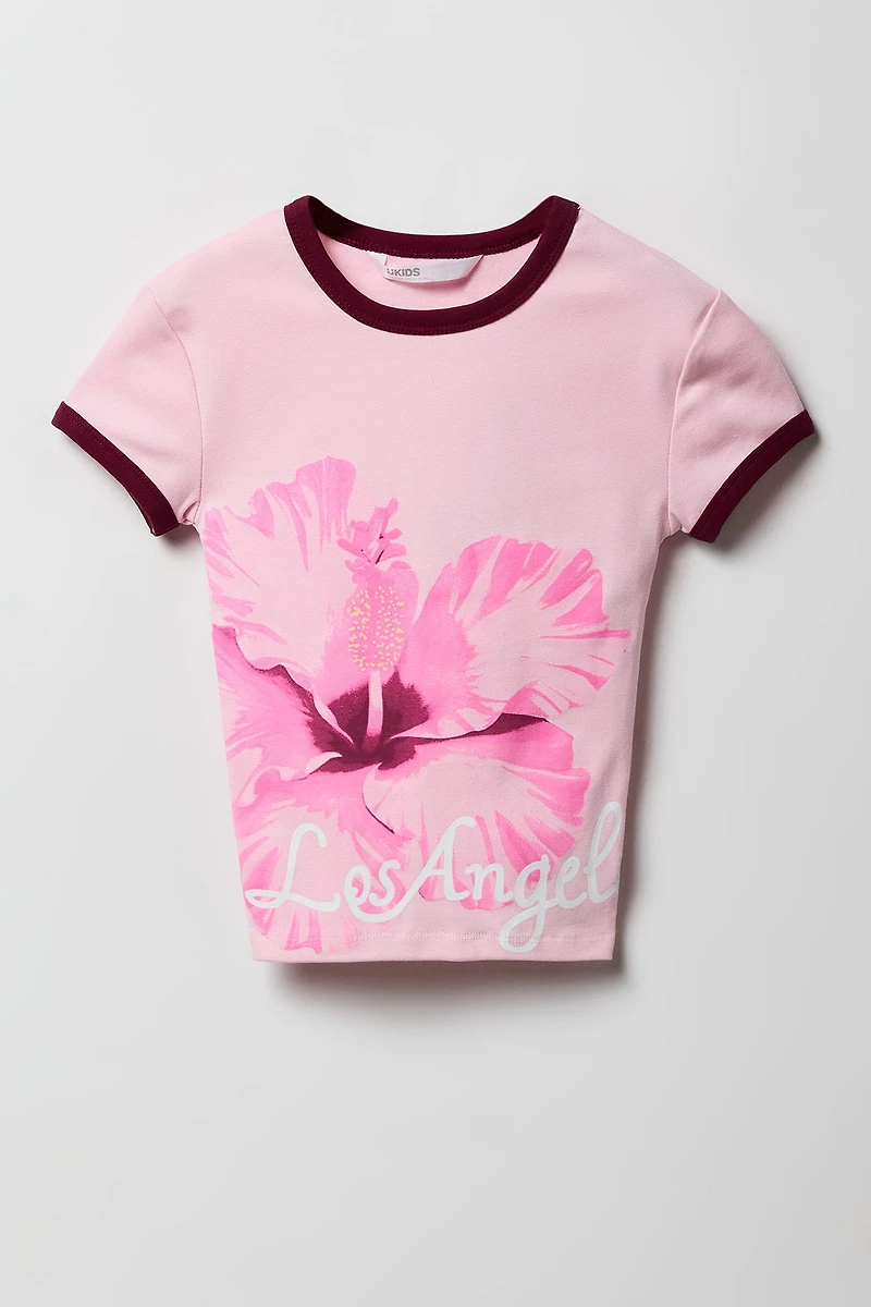 Girls Graphic Ringer T-Shirt