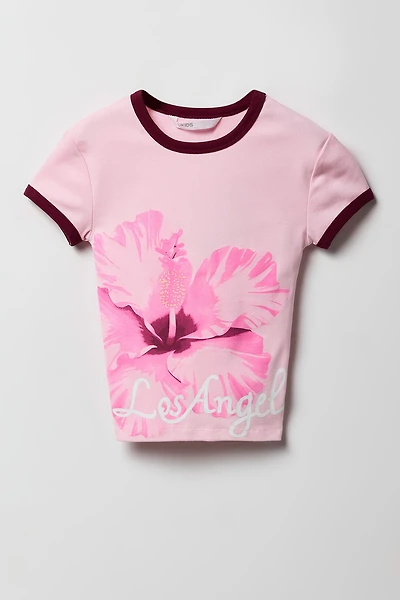 Girls Graphic Ringer T-Shirt