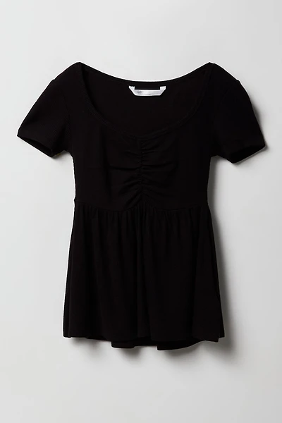 Girls Ribbed Front Cinched Top