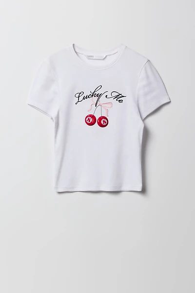 Girls Ribbed Embroidered T-Shirt