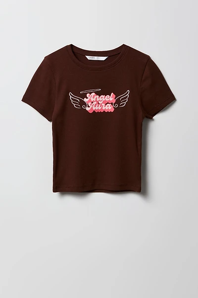 Girls Ribbed Embroidered T-Shirt