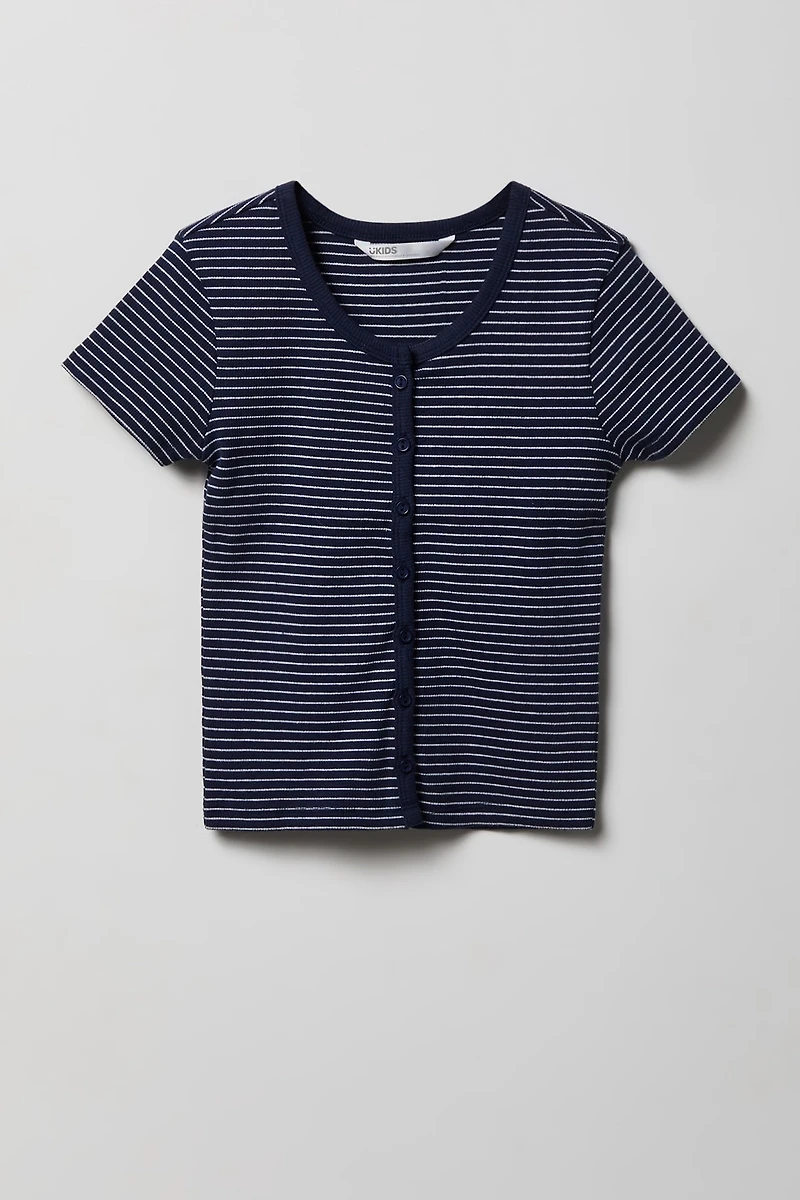 Cardigan boutonné côtelé pour fille